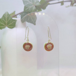 Boucles d’oreilles fleurs de gypsophile et Padouk - Nirisaya