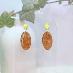 Boucles d’oreilles fleur de Gypsophile et Padouk - Nirisaya