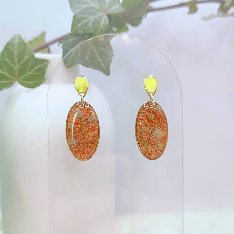 Boucles d’oreilles fleur de Gypsophile et Padouk - Nirisaya