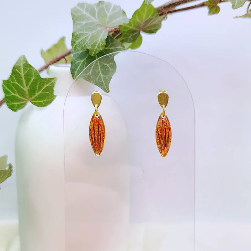 Boucles d’oreilles fleur de Roseau  et Padouk – Nirisaya