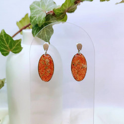 Boucles d’oreilles fleur de Gypsophile et Padouk - Nirisaya