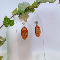 Boucles d’oreilles fleur de Gypsophile et Padouk - Nirisaya